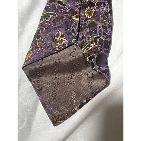 Christian Dior Monsieur All Silk Necktie Purple Filigree Pattern - Picture 5 of 10
